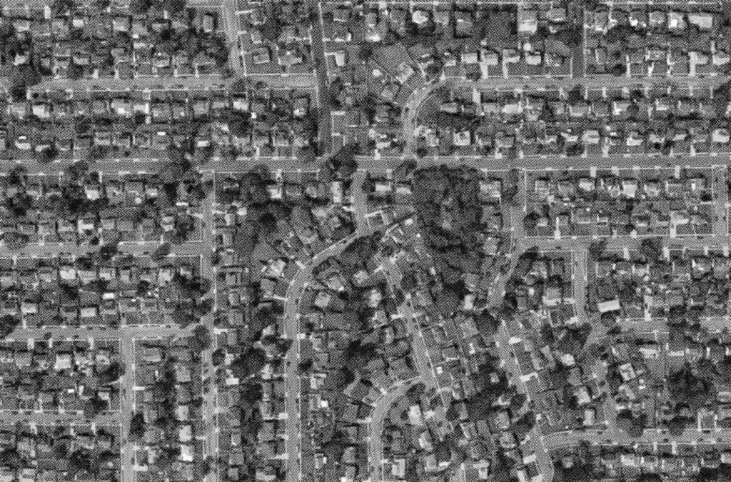 Photographie aerienne via google earth de la ville de Levittown en Pennsylvanie, États-Unis