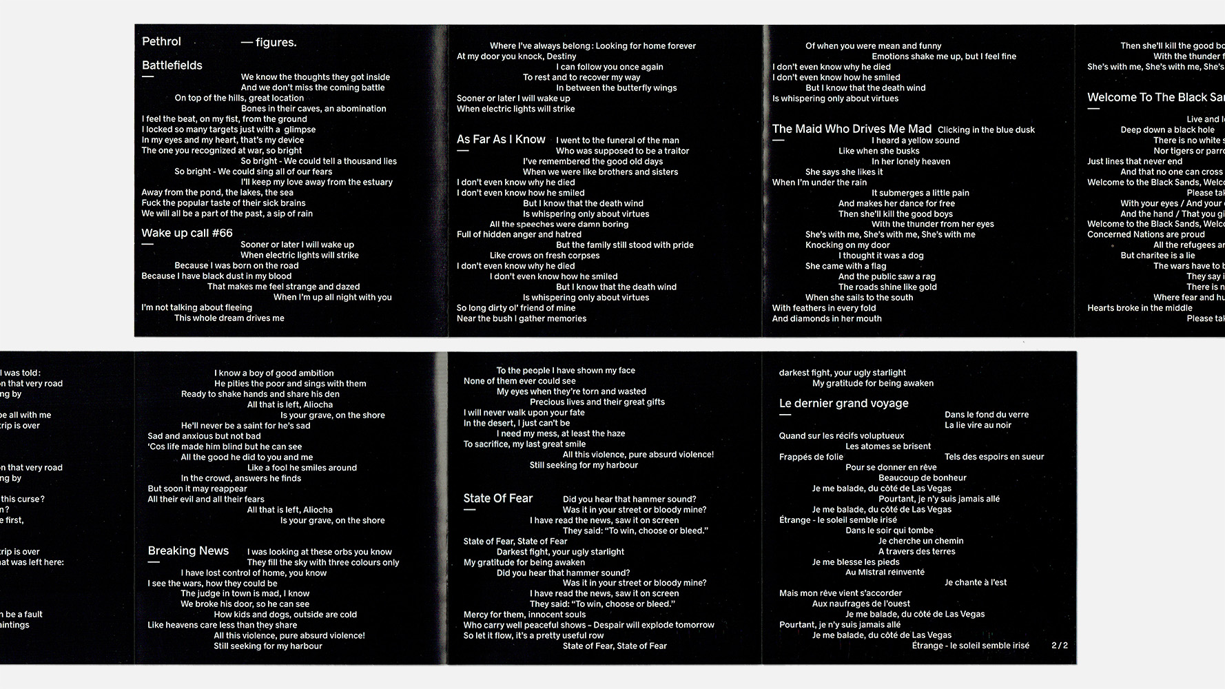 Scan du livret accordéon pour les paroles des chansons de l'album