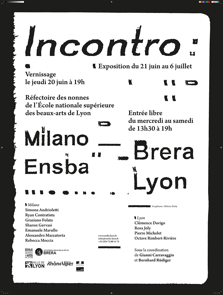 Affiche pour l'exposition Incontro. Ensba Lyon & Brera di Milano.