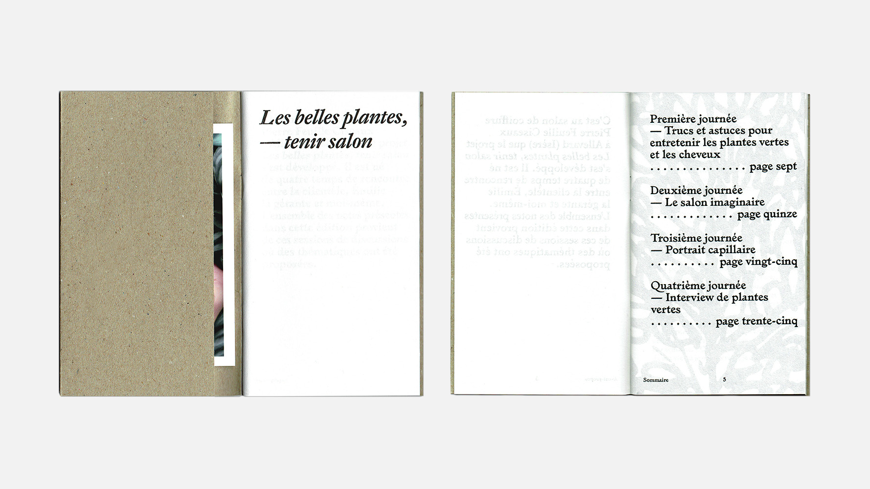 Scan de la première page et du sommaire de l'édition Les belles plantes, tenir Salon de l'artiste Laura Pardini