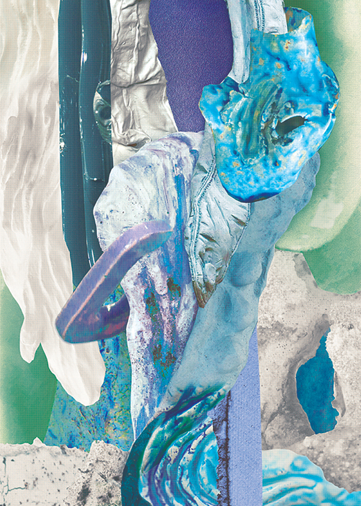 Collage nommé Gabbro. Réalisé par les formes associées à partir des photographies des oeuvres des artistes présentés à C14 Paris 2025.