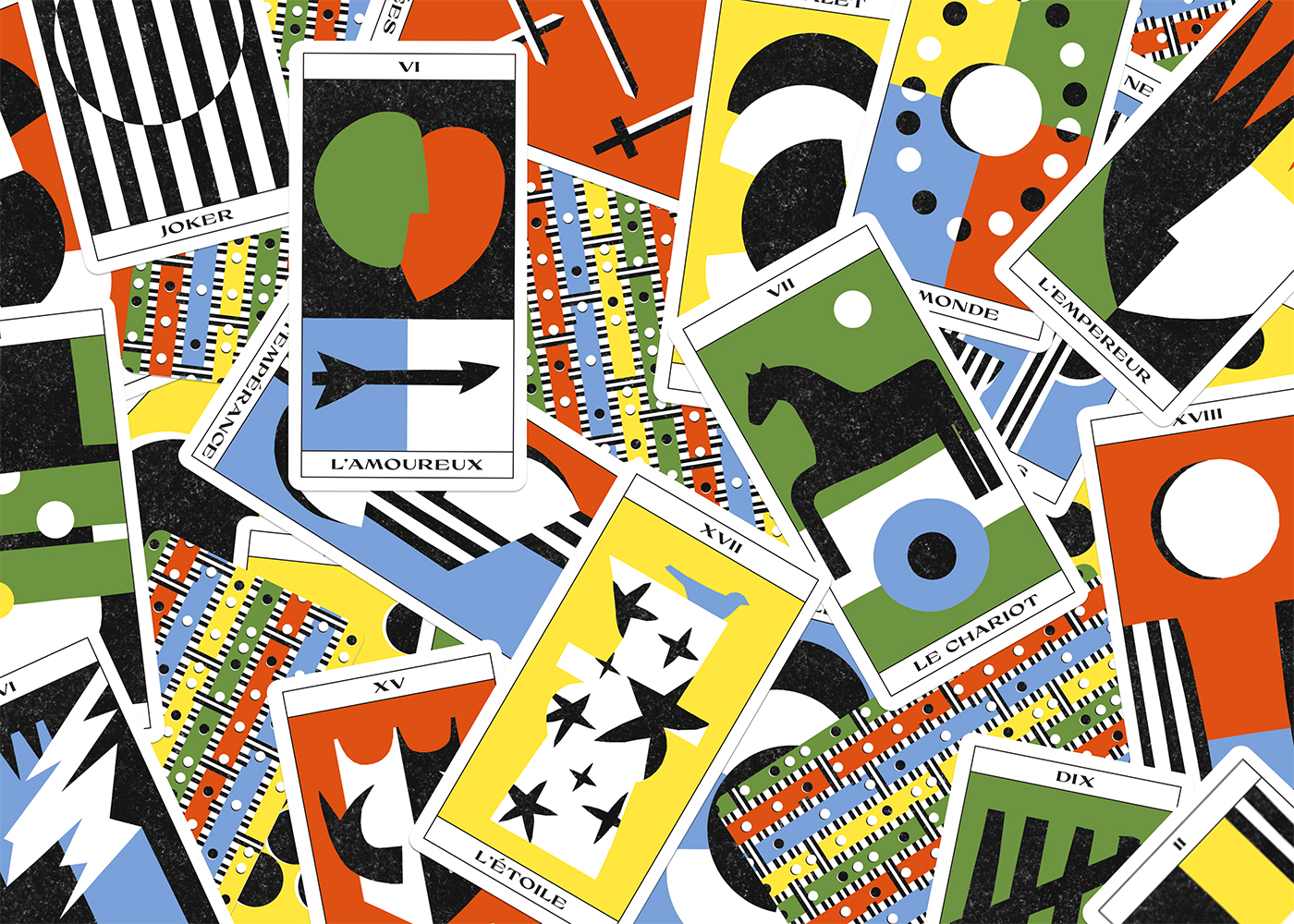 zoom sur un tas de cartes juxtaposées