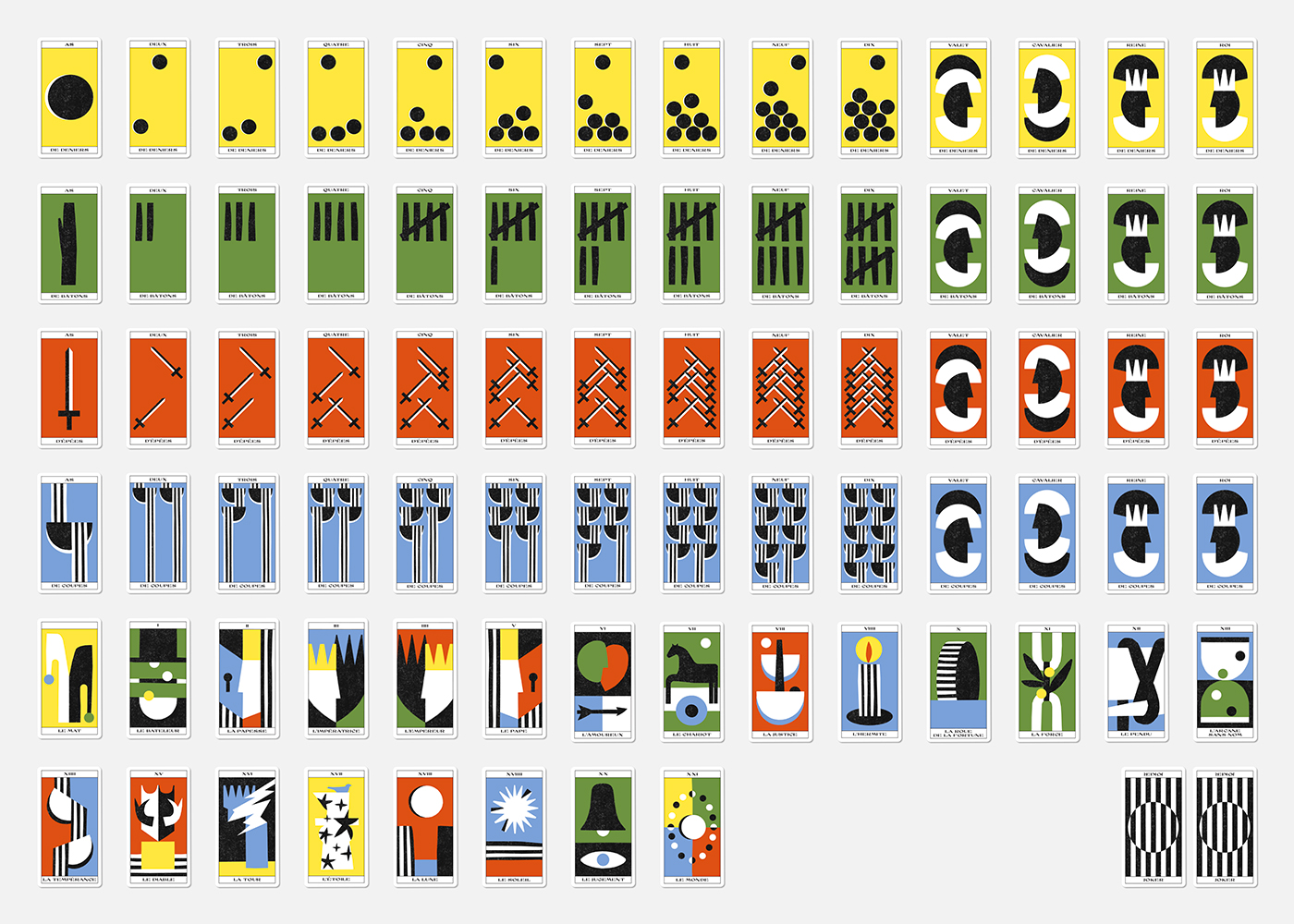 présentation de l'ensemble des 80 cartes du parquet. Vignettes miniatures.